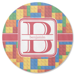 Building Blocks Round Rubber Backed Coaster (Personalized)