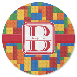 Building Blocks Round Rubber Backed Coaster (Personalized)
