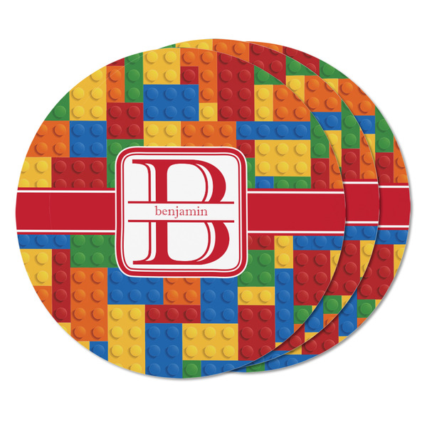 Building Blocks Round Fridge Magnet - THREE