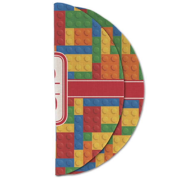 Building Blocks Round Linen Placemats - HALF FOLDED (double sided)