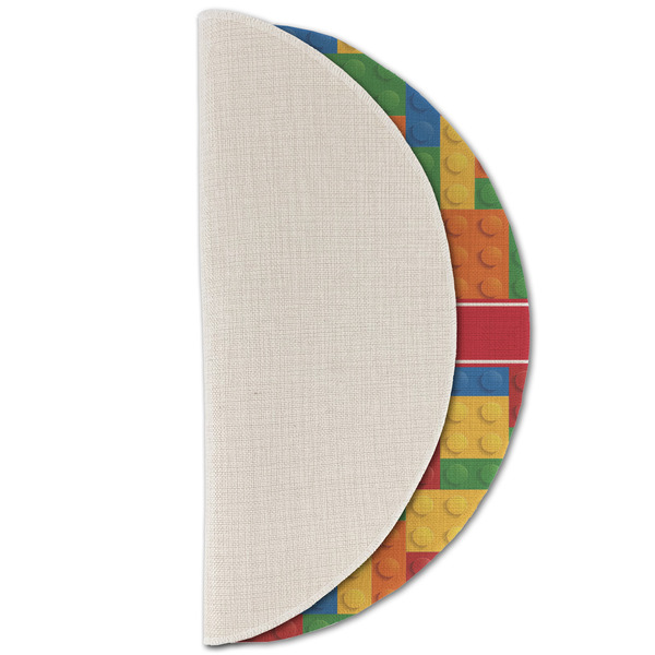 Building Blocks Round Linen Placemats - HALF FOLDED (single sided)