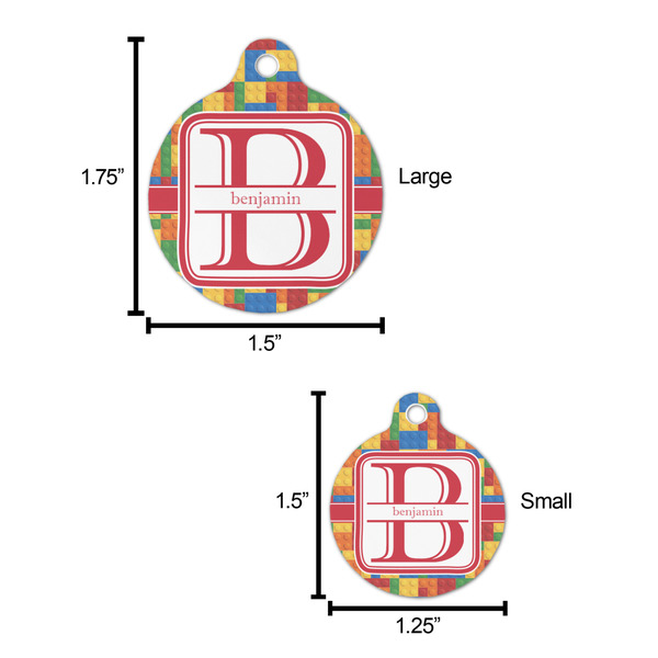 Building Blocks Round Pet ID Tag - Large - Comparison Scale