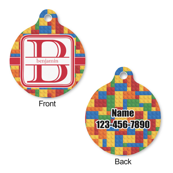Building Blocks Round Pet Tag - Front & Back