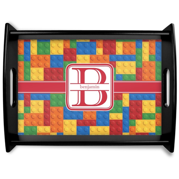 Custom Building Blocks Black Wooden Tray - Large (Personalized)