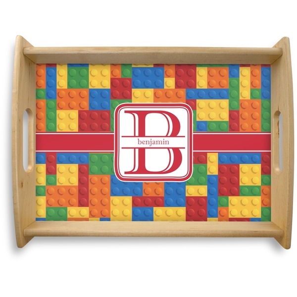Custom Building Blocks Natural Wooden Tray - Large (Personalized)
