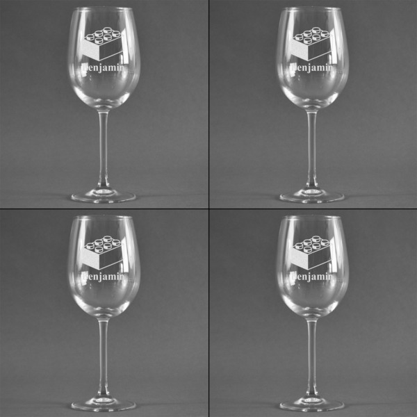 Building Blocks Set of Four Personalized Wineglasses (Approval)