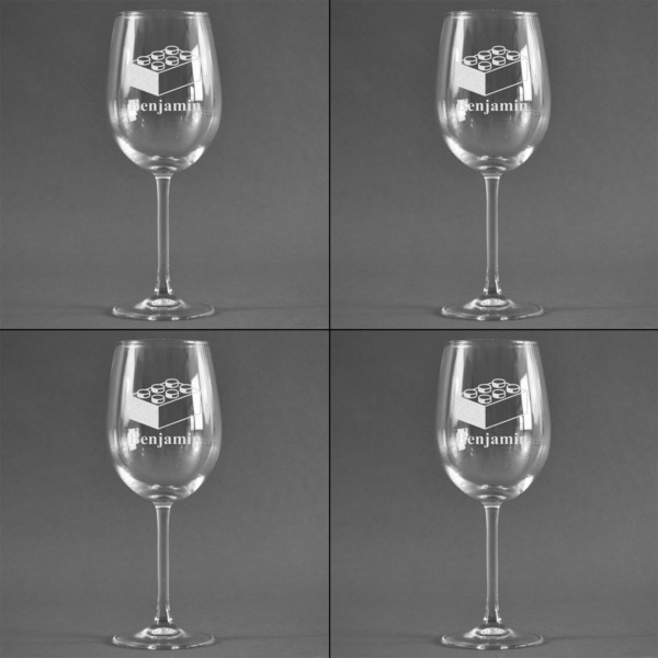 Building Blocks Set of Four Personalized Wineglasses (Approval)