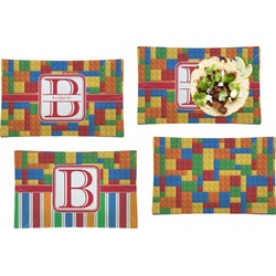 Building Blocks Set of 4 Glass Rectangular Lunch / Dinner Plate (Personalized)