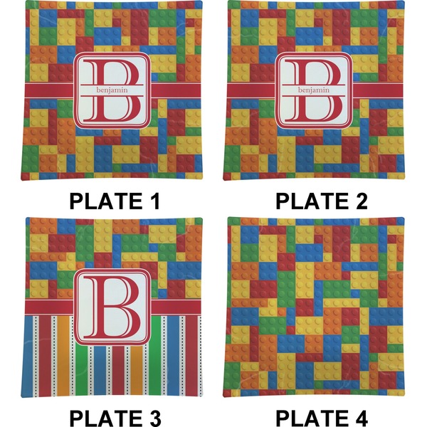 Building Blocks Set of Square Dinner Plates (Approval)