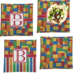 Building Blocks Set of 4 Glass Square Lunch / Dinner Plate 9.5" (Personalized)