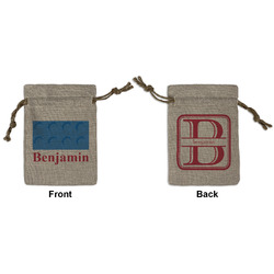 Building Blocks Small Burlap Gift Bag - Front & Back (Personalized)