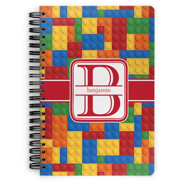 Custom Building Blocks Spiral Notebook - 7x10 w/ Name and Initial