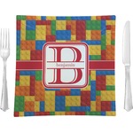 Building Blocks 9.5" Glass Square Lunch / Dinner Plate- Single or Set of 4 (Personalized)