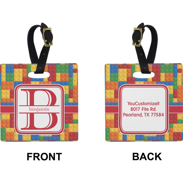 Building Blocks Square Luggage Tag (Front + Back)