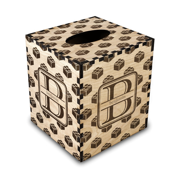 Custom Building Blocks Wood Tissue Box Cover - Square (Personalized)