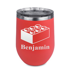 Building Blocks Stemless Stainless Steel Wine Tumbler - Coral - Double Sided (Personalized)