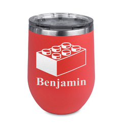 Building Blocks Stemless Stainless Steel Wine Tumbler - Coral - Single Sided (Personalized)