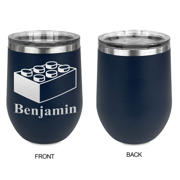 Building Blocks Stainless Wine Tumblers - Navy - Single Sided - Approval