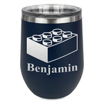Building Blocks Stemless Stainless Steel Wine Tumbler - Navy - Single Sided (Personalized)