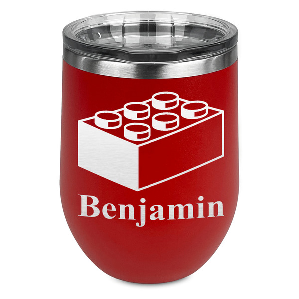 Custom Building Blocks Stemless Stainless Steel Wine Tumbler - Red - Single Sided (Personalized)