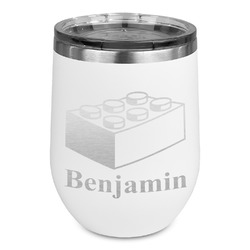 Building Blocks Stemless Stainless Steel Wine Tumbler - White - Single Sided (Personalized)