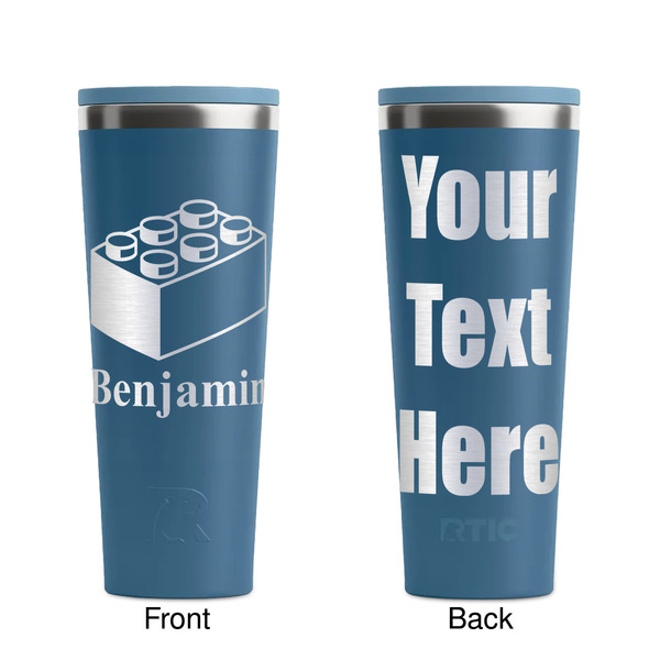 Building Blocks Steel Blue RTIC Everyday Tumbler - 28 oz. - Front and Back