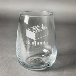 Building Blocks Stemless Wine Glass (Single) (Personalized)