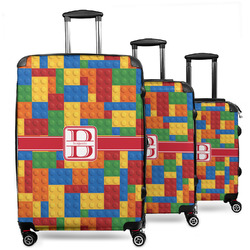 Building Blocks 3 Piece Luggage Set - 20" Carry On, 24" Medium Checked, 28" Large Checked (Personalized)