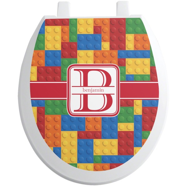 Custom Building Blocks Toilet Seat Decal - Round (Personalized)