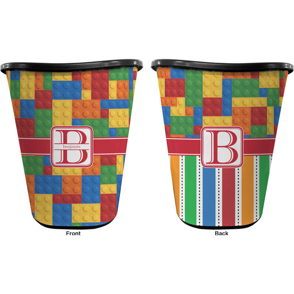 Building Blocks Trash Can Black - Front and Back - Apvl