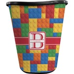 Building Blocks Waste Basket - Single Sided (Black) (Personalized)