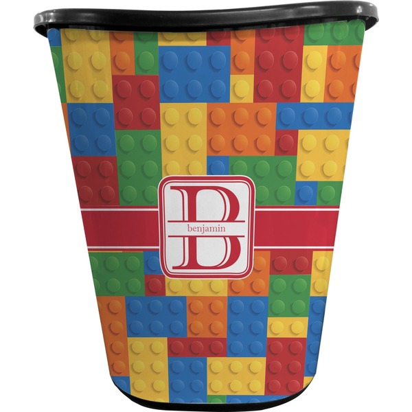 Custom Building Blocks Waste Basket - Double Sided (Black) (Personalized)