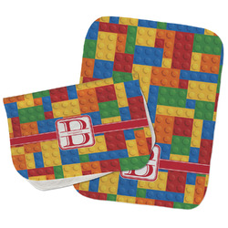 Building Blocks Burp Cloths - Fleece - Set of 2 w/ Name and Initial