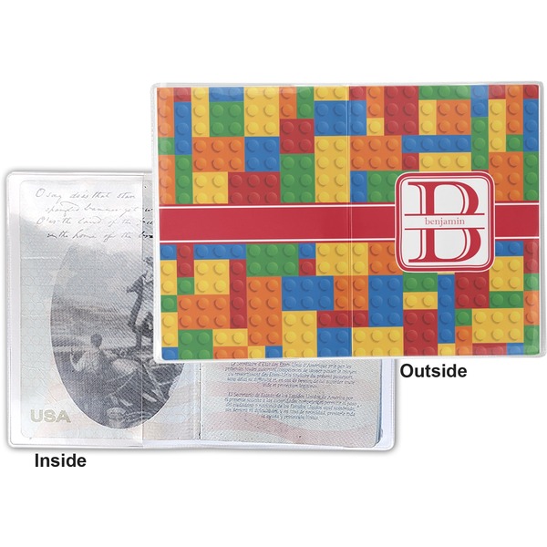 Building Blocks Vinyl Passport Holder - Flat Front and Back