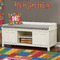Building Blocks Wall Name Decal Above Storage bench