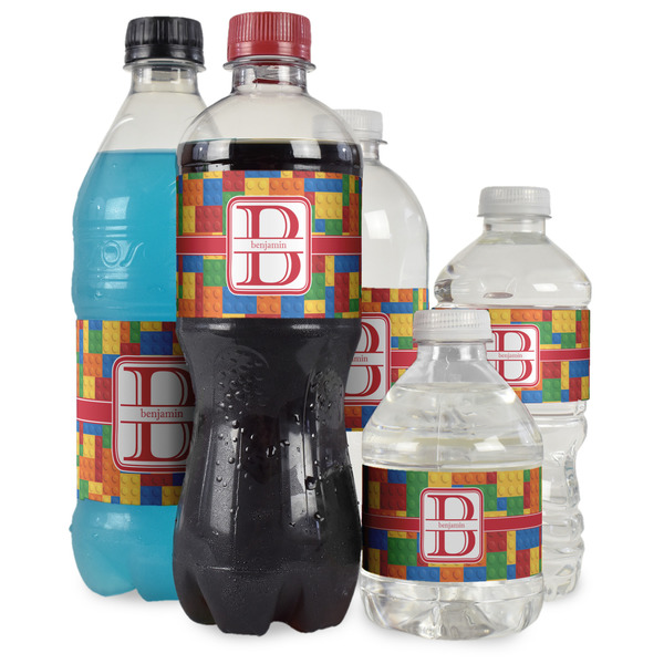 Building Blocks Water Bottle Label - Multiple Bottle Sizes