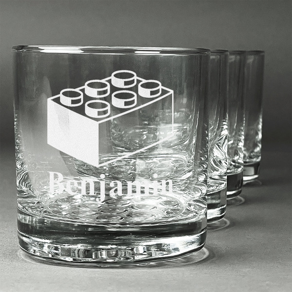 Custom Building Blocks Whiskey Glasses (Set of 4) (Personalized)