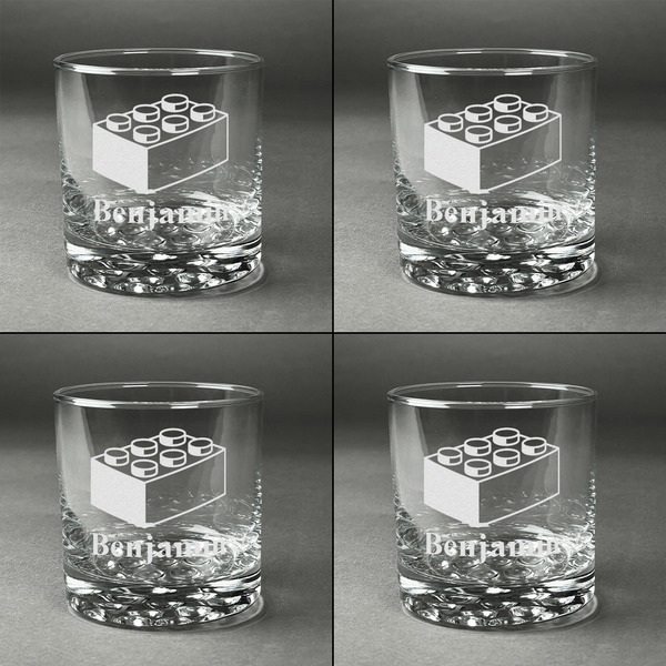Building Blocks Whiskey Glasses - Set of 4 all Engraved