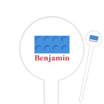 Building Blocks 6" Round Plastic Food Picks - White - Single Sided (Personalized)