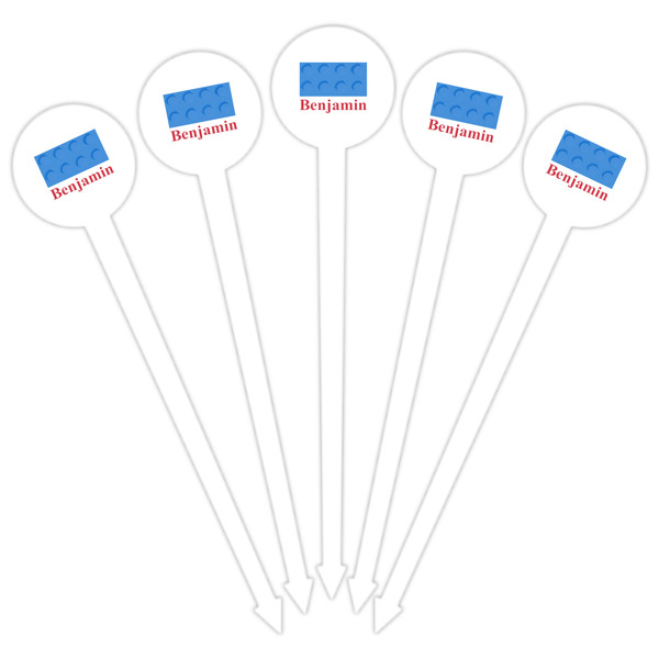 Building Blocks White Plastic 6" Food Pick - Round - Fan View