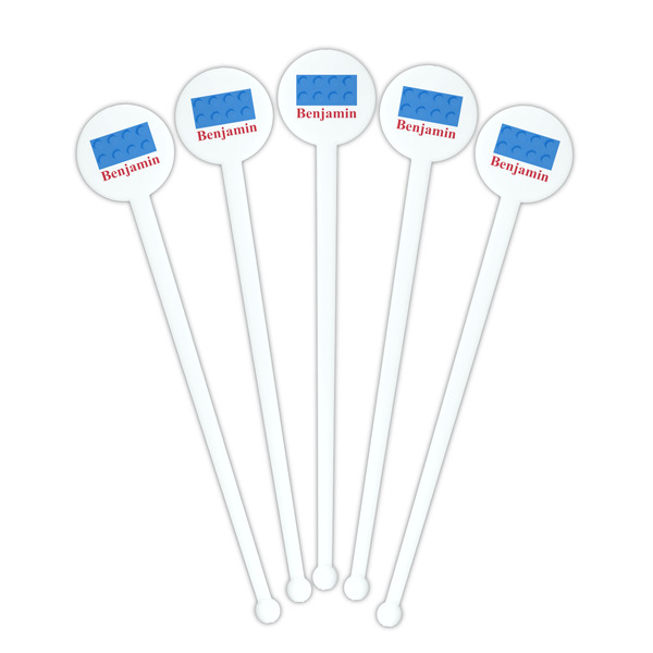 Building Blocks White Plastic 7" Stir Stick - Round - Fan View