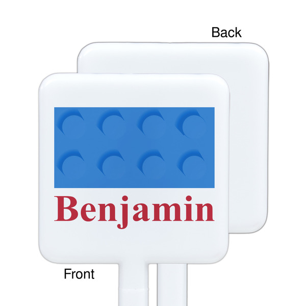Building Blocks White Plastic Stir Stick - Single Sided - Square - Approval