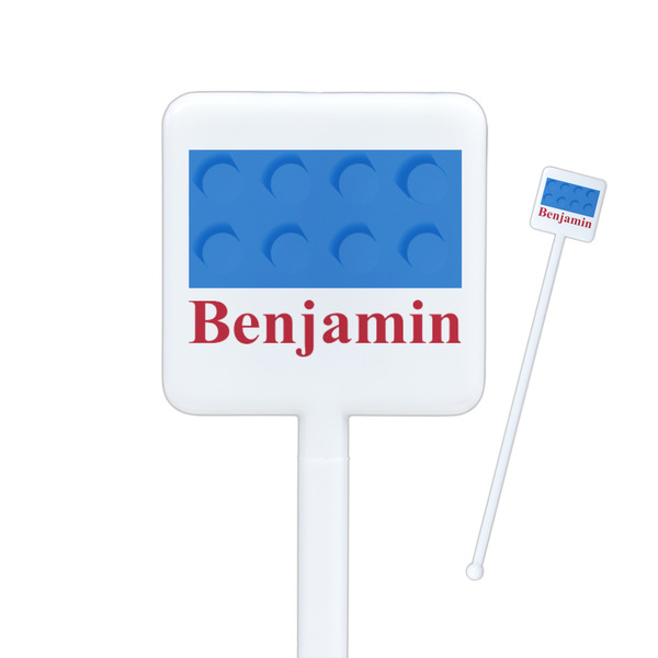 Custom Building Blocks Square Plastic Stir Sticks (Personalized)
