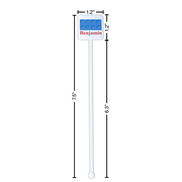 Building Blocks White Plastic Stir Stick - Square - Dimensions