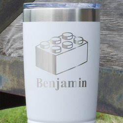 Building Blocks 20 oz Stainless Steel Tumbler - White - Single Sided (Personalized)