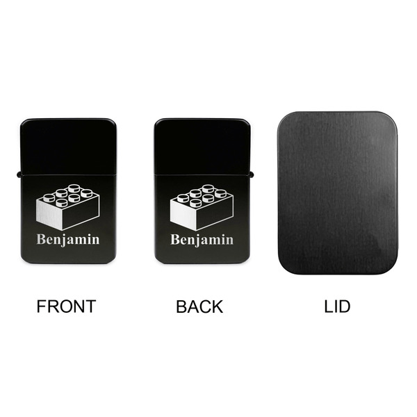 Building Blocks Windproof Lighters - Black, Double Sided, no Lid - APPROVAL