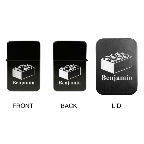 Building Blocks Windproof Lighters - Black, Double Sided, w Lid - APPROVAL
