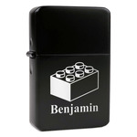 Building Blocks Windproof Lighter - Black - Double Sided & Lid Engraved (Personalized)