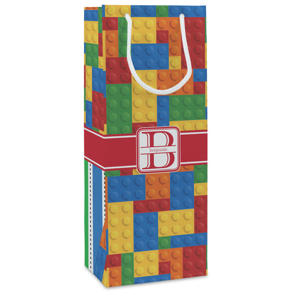 Custom Building Blocks Wine Gift Bags - Matte (Personalized)