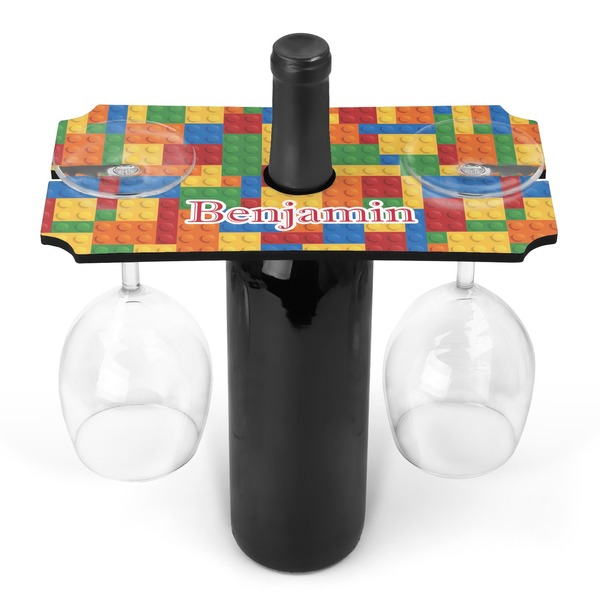 Custom Building Blocks Wine Bottle & Glass Holder (Personalized)